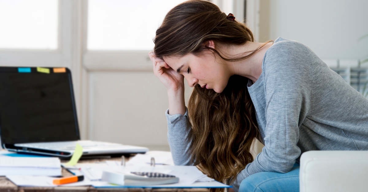 worried woman suffering stress
