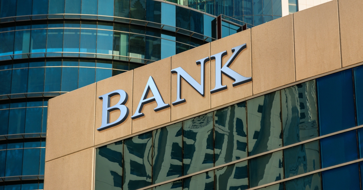 bank logo in building