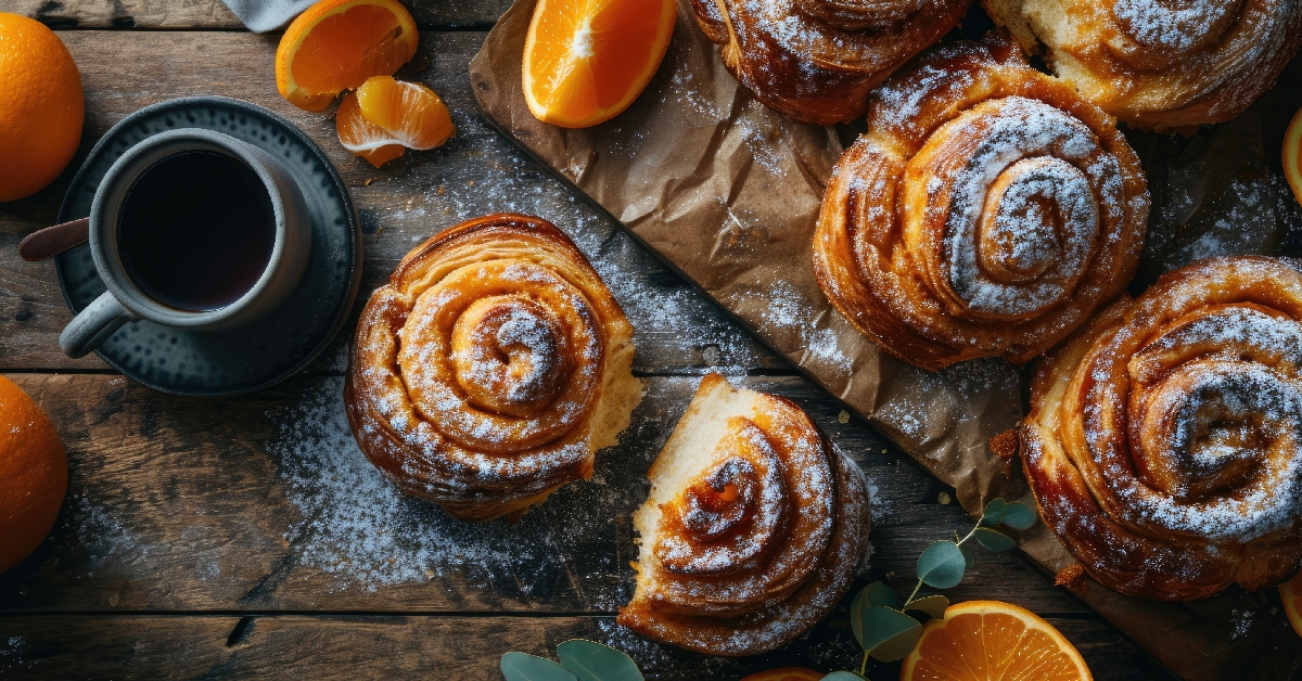 view of homemade orange rolls for breakfast