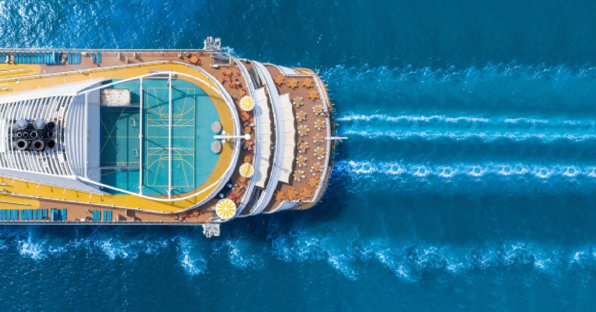 aerial view above luxury cruise