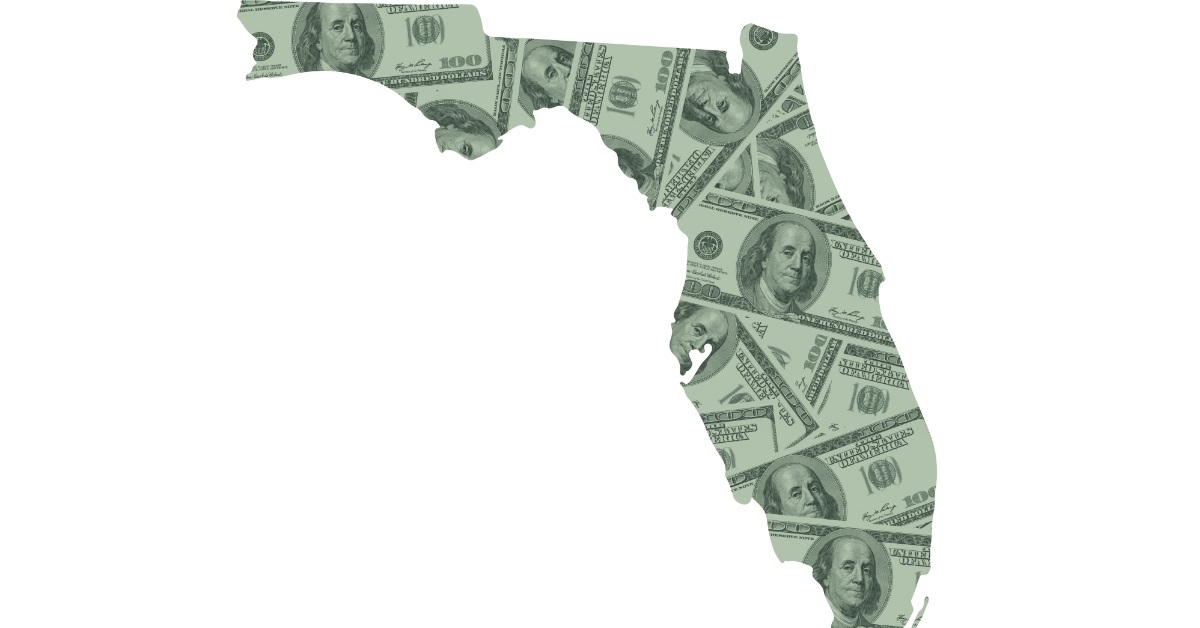 florida state map made of dollars