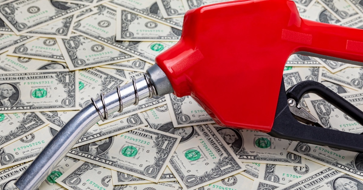 Gasoline fuel nozzle on money