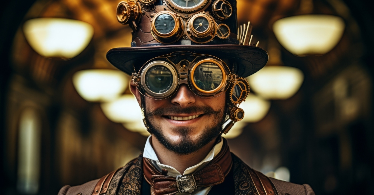 man wearing a steampunk costume