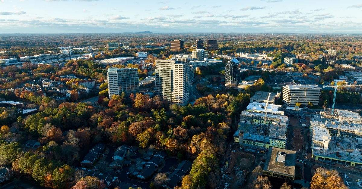 Arial view of Roswell Georgia