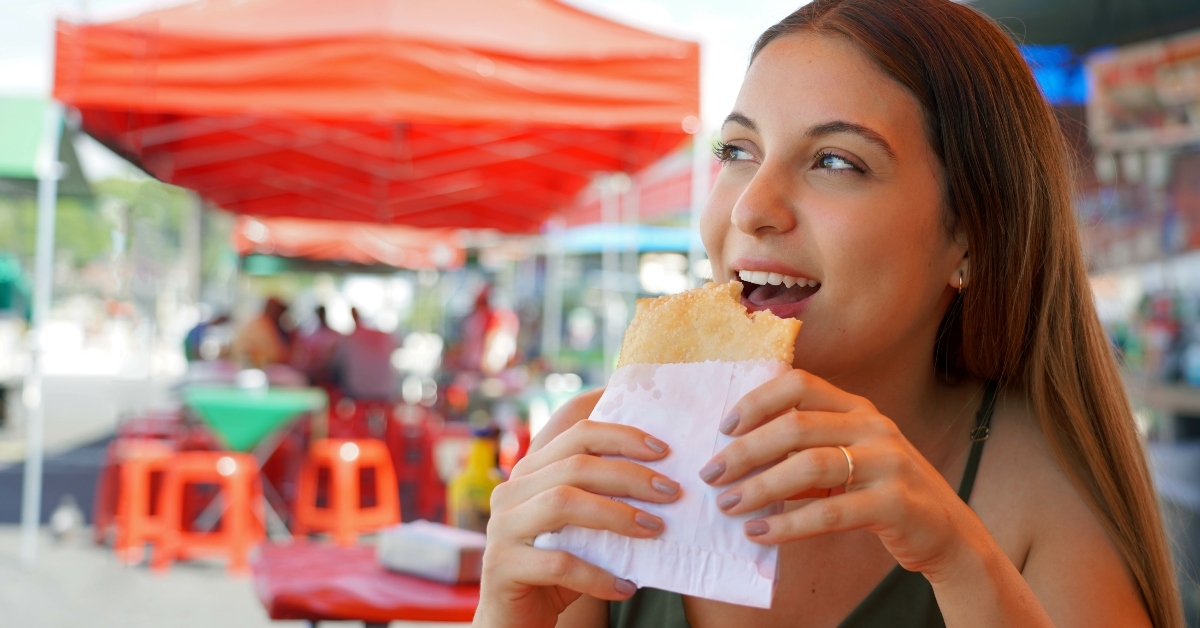 young woman eating