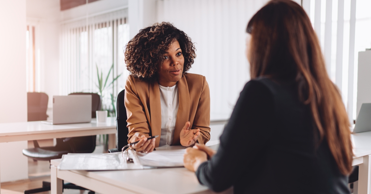female boss interviewing candidate