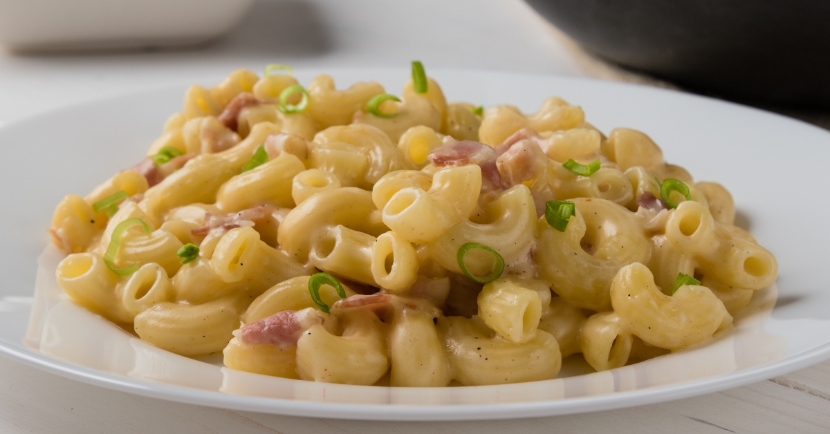 macaroni and cheese on white plate