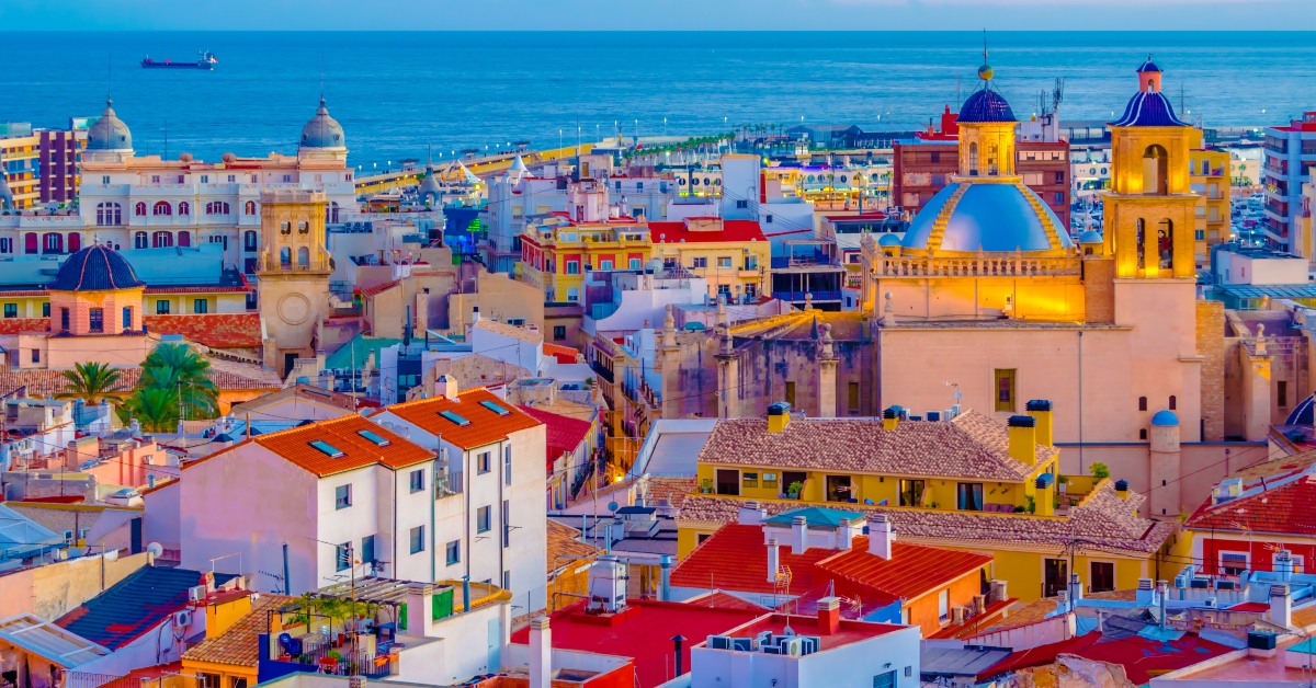 alicante city view at dusk