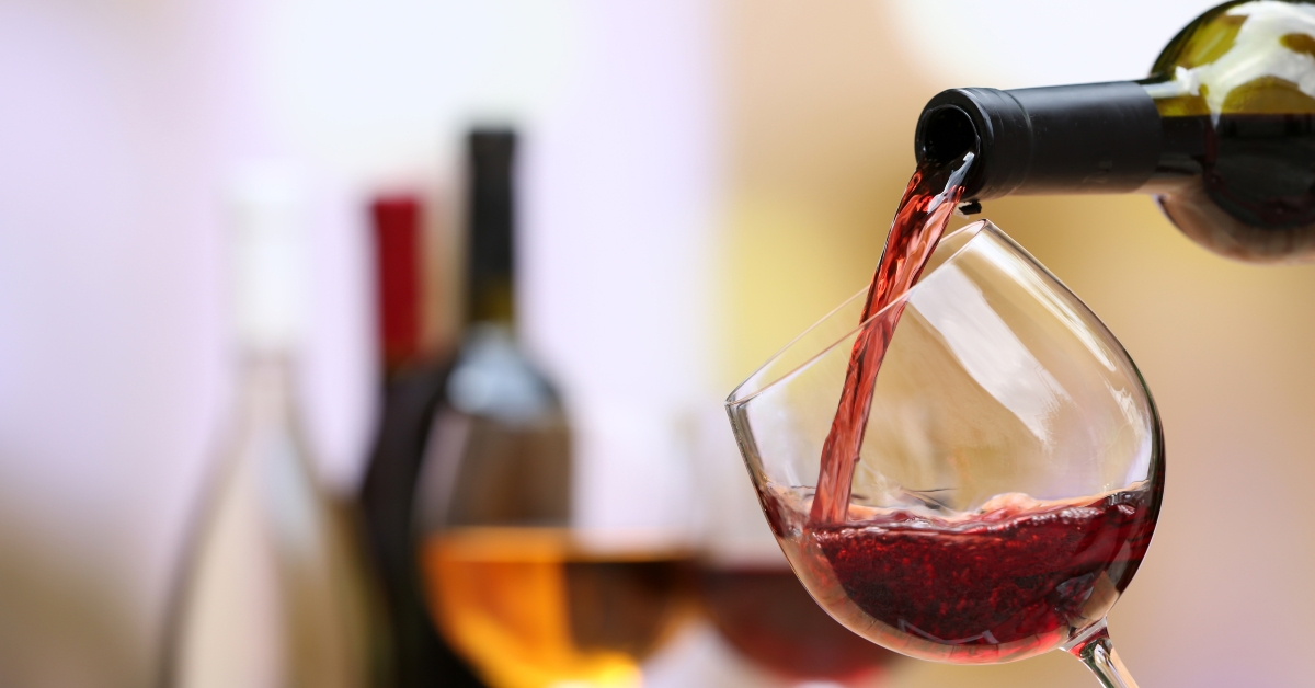 red wine pouring