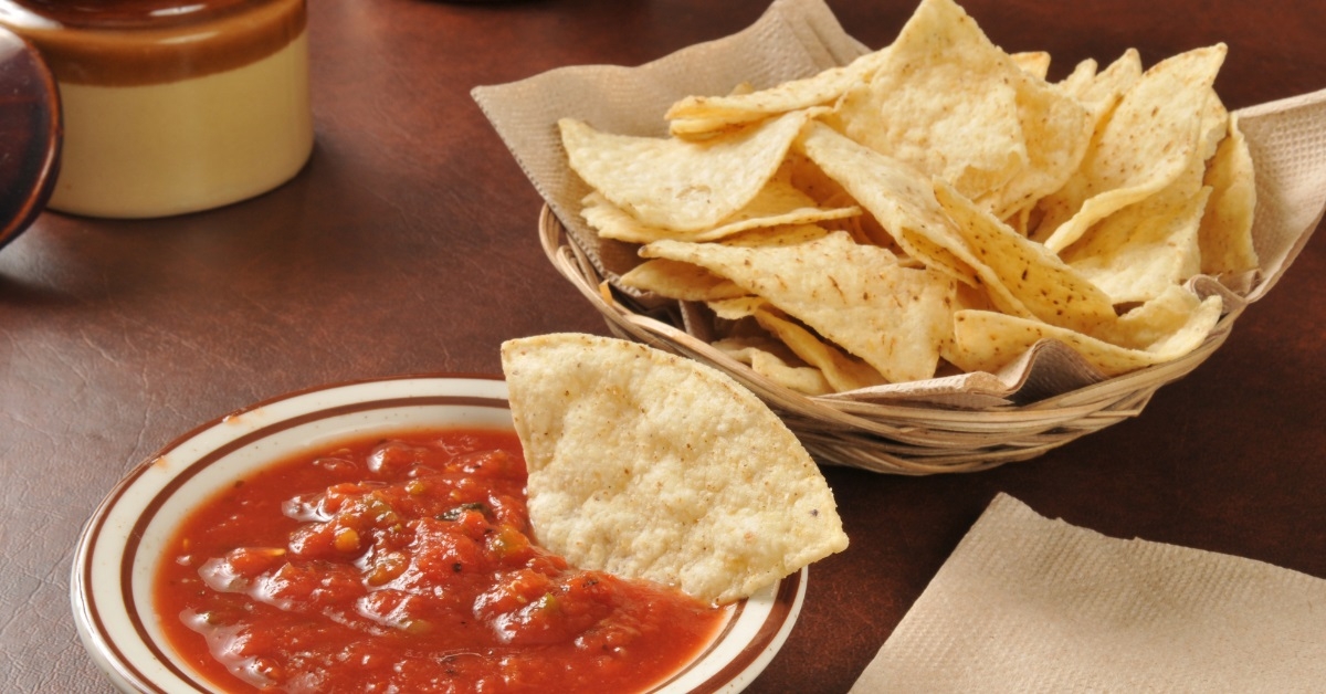 Chips and salsa at table