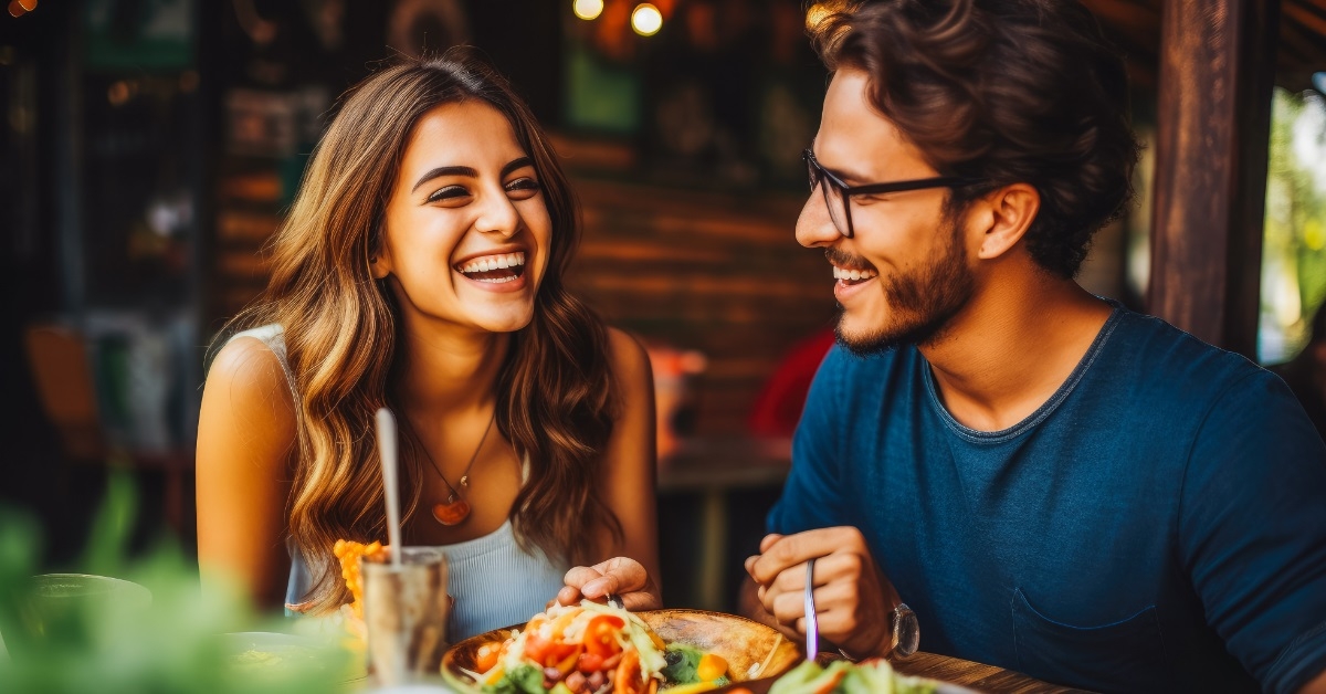 couple dating at mexican restaurant