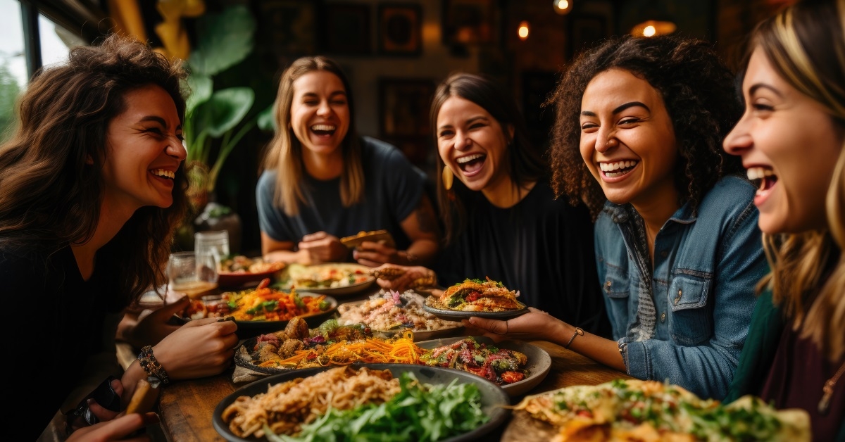 cheerful Friends Uniting over Tasty Tacos