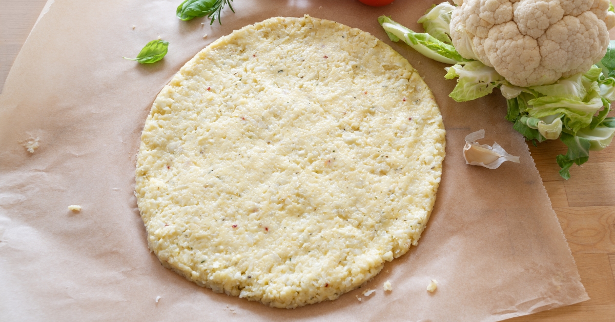 raw pizza base from cauliflower
