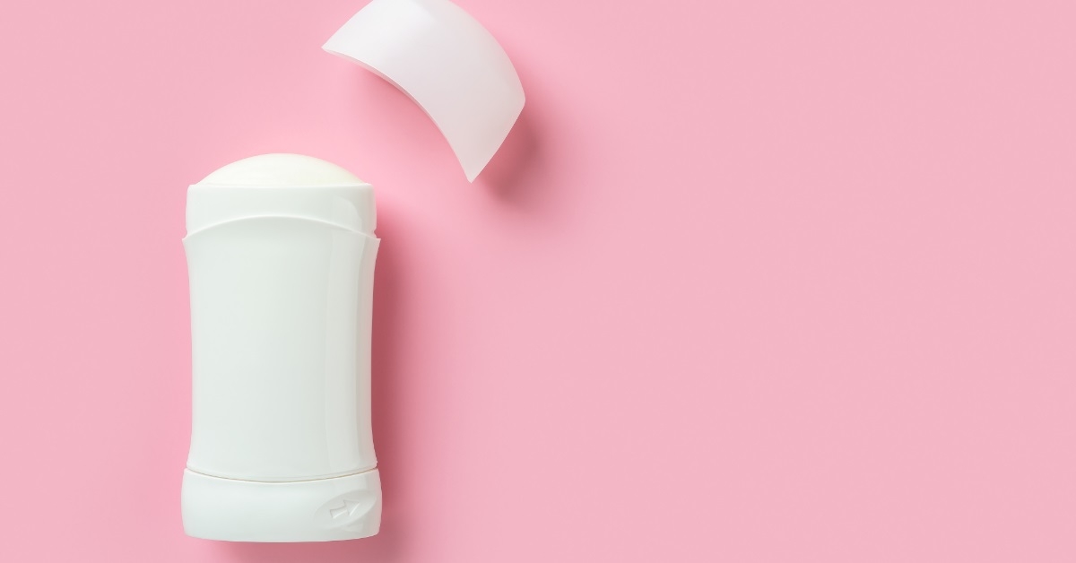 Solid antiperspirant over pink background