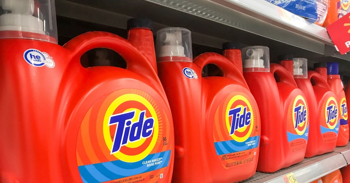 Tide detergent on store shelf