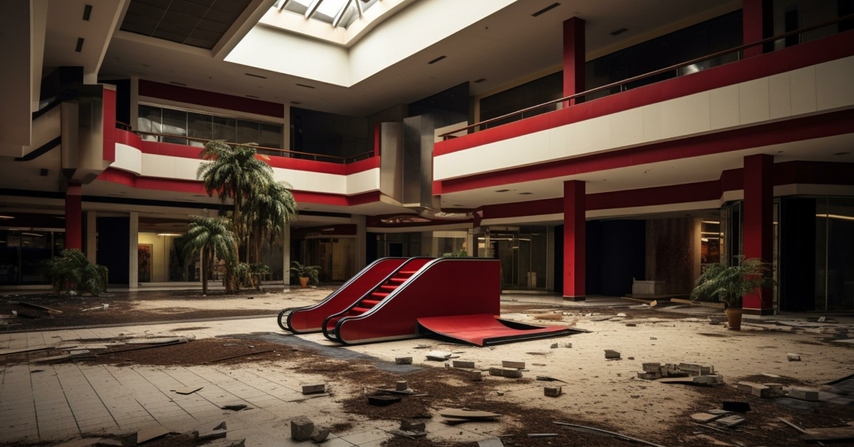 Abandoned mall void of people
