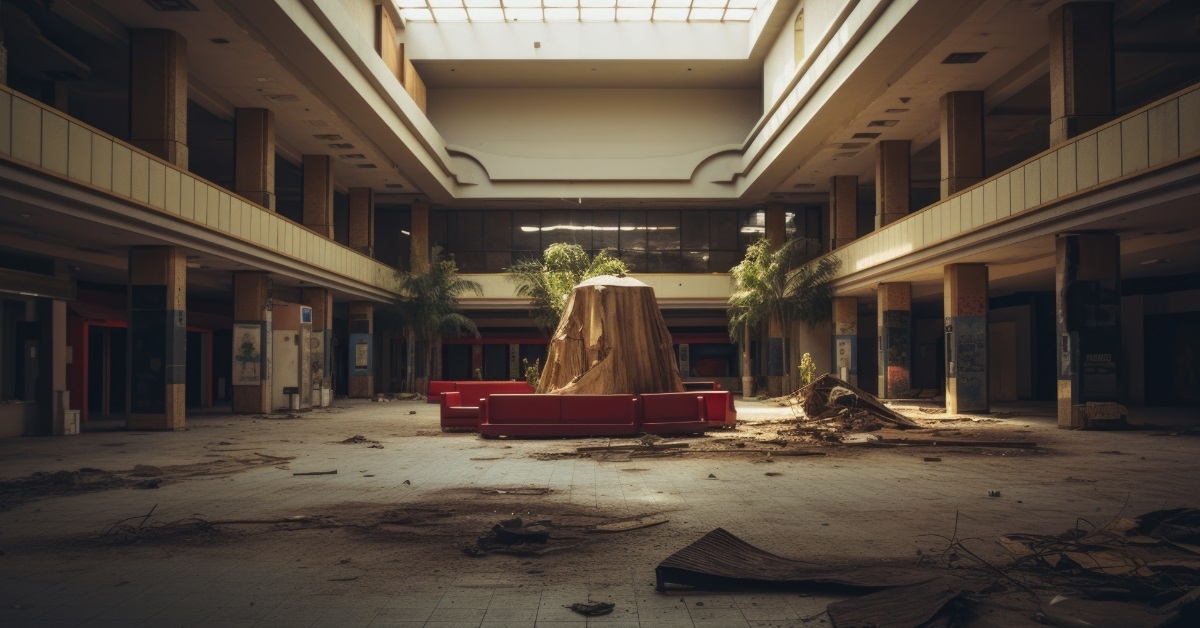 Abandoned shopping mall building