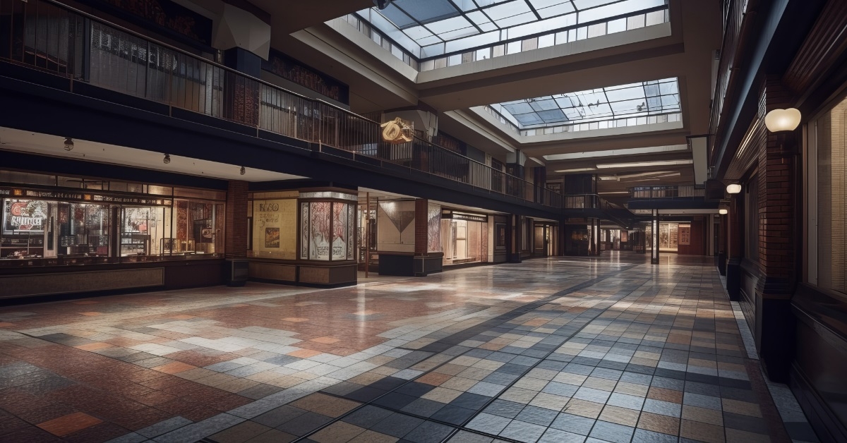 Abandoned shopping mall with lockers
