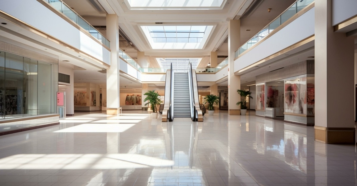 empty modern mall with escalator