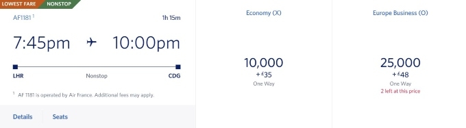 Delta award chart screenshot