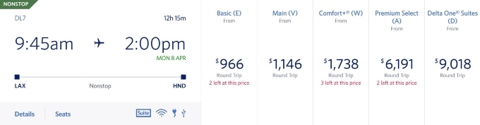 Delta award chart screenshot