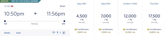 Delta award chart screenshot