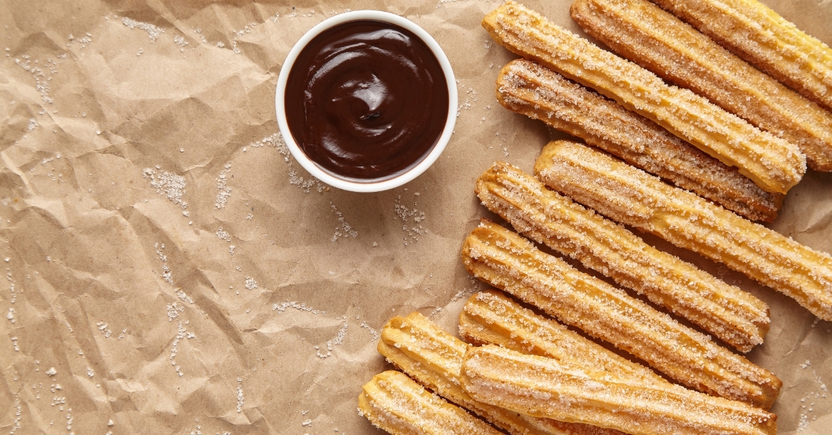 homemade churros with chocolate dip