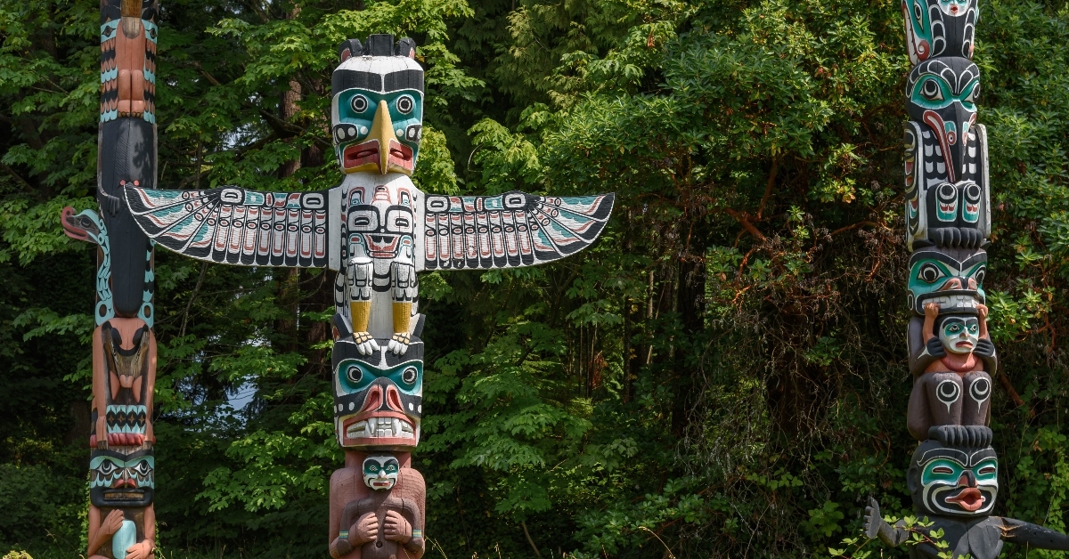 A set of totem poles