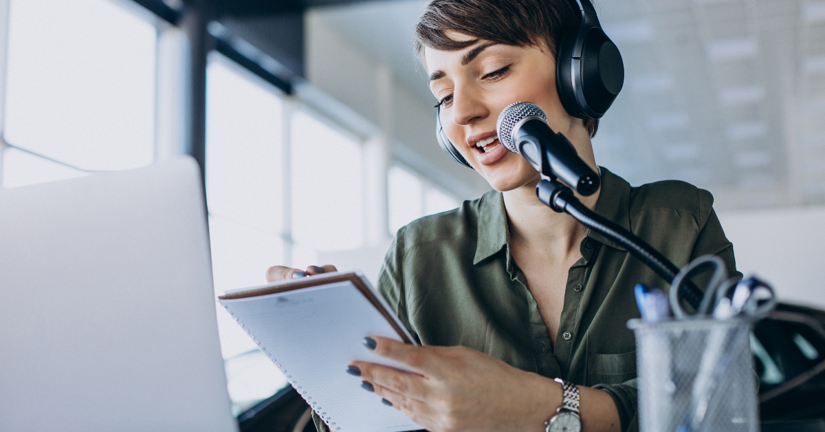 woman with microphone