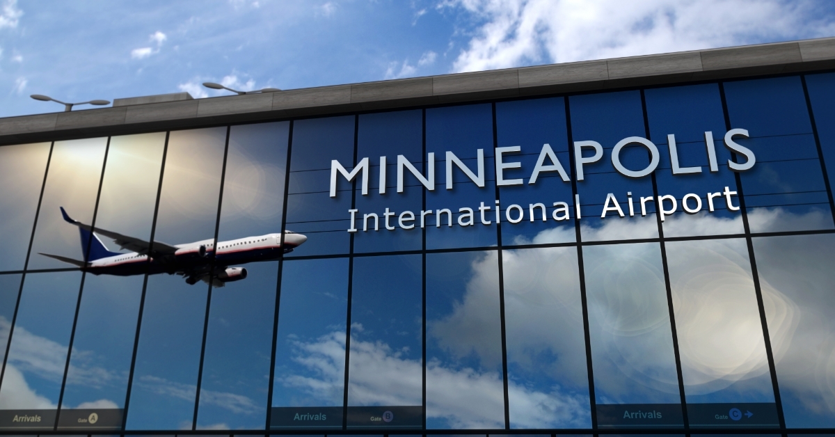 Airplane landing at Minneapolis Minnesota