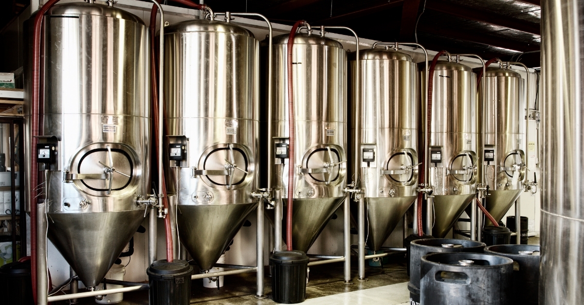 Brewery with steel tanks