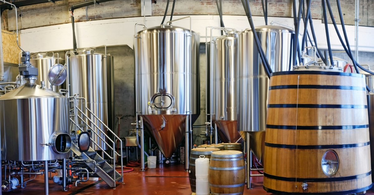 Craft brewery fermentation tanks