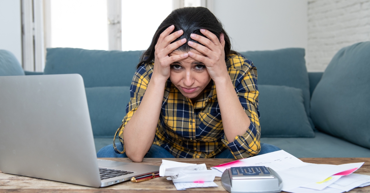 stressed woman managing finances