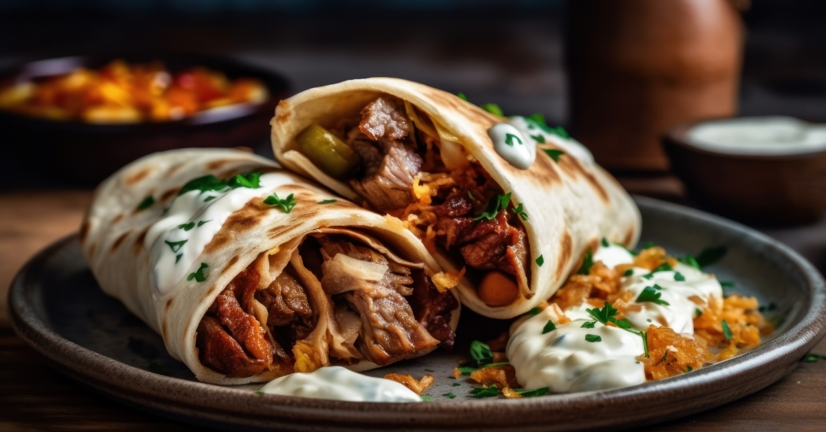 delicious Doner kebab wraps on plate