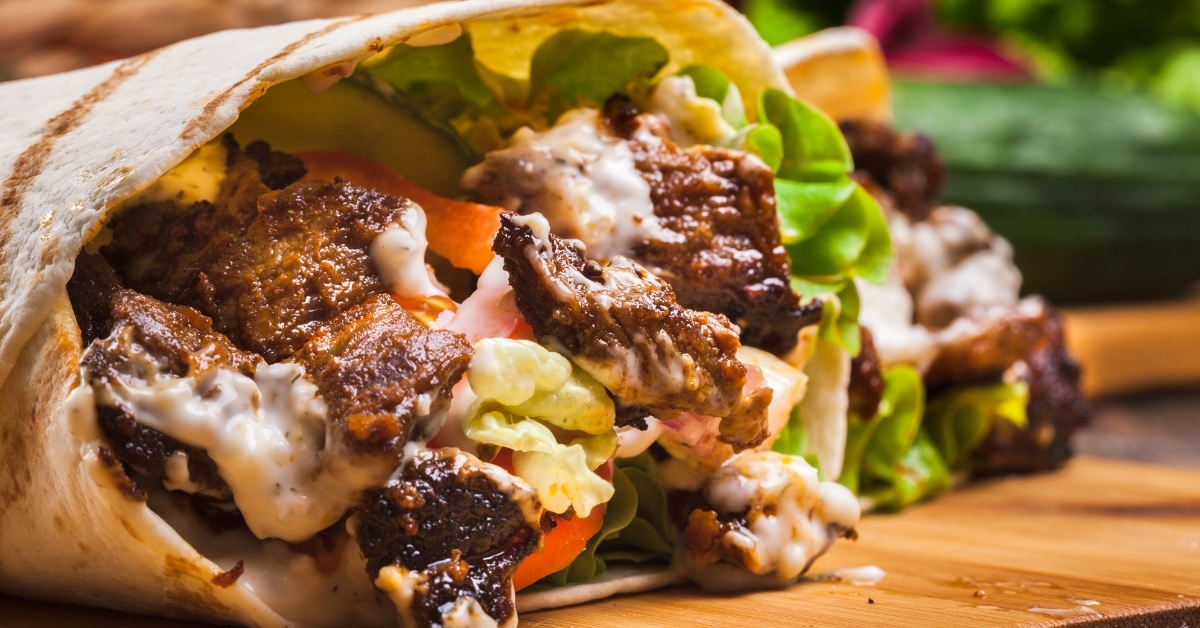 fresh sandwich with beef and vegetables