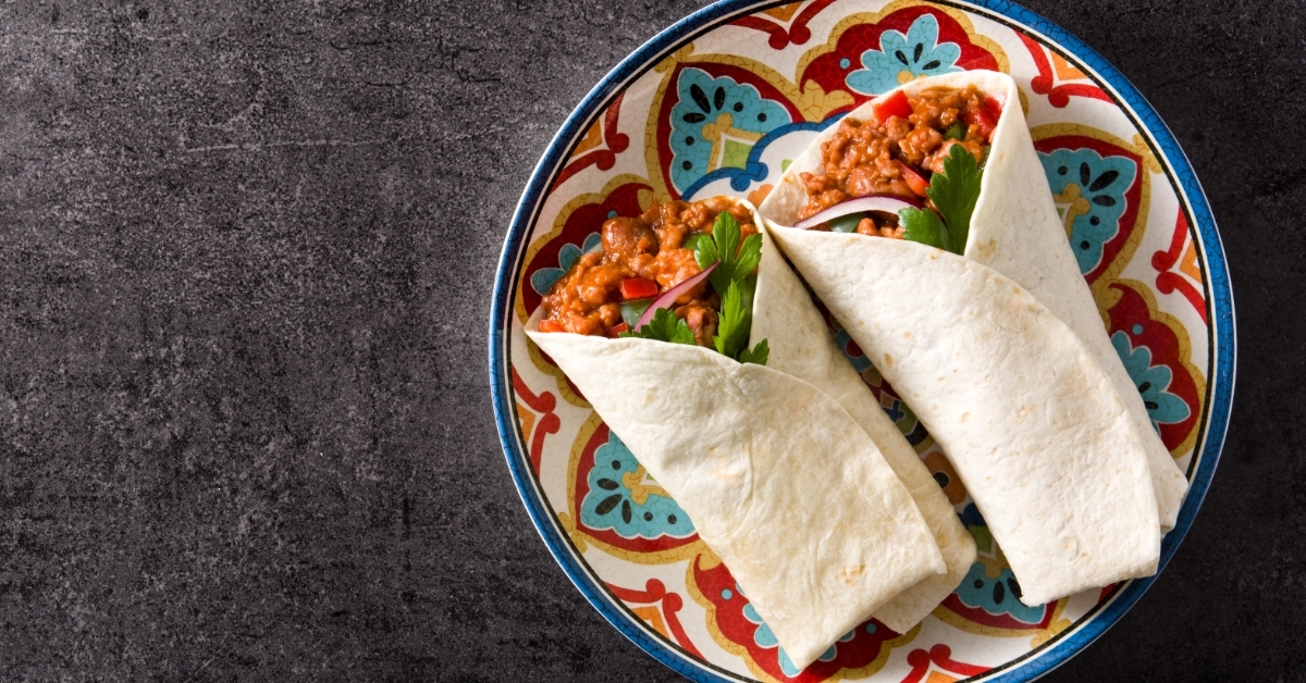 delicious Mexican burrito wrap with beef