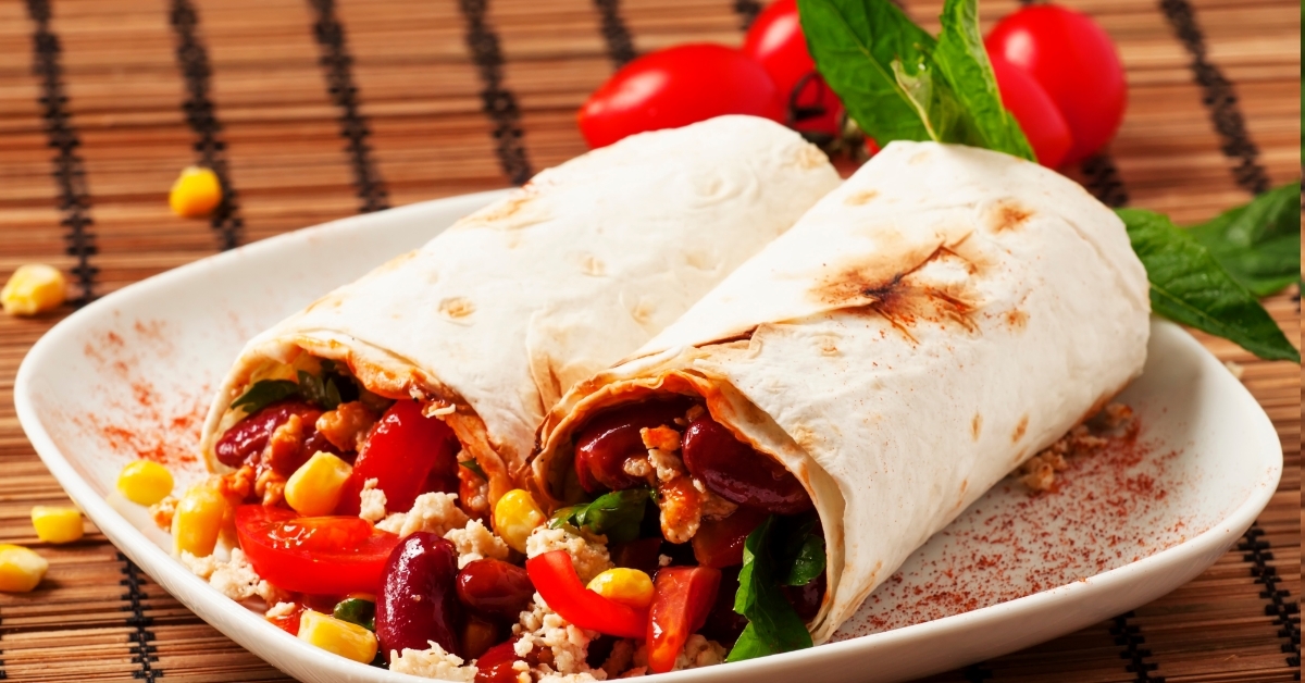 Mexican burritos with meat and beans