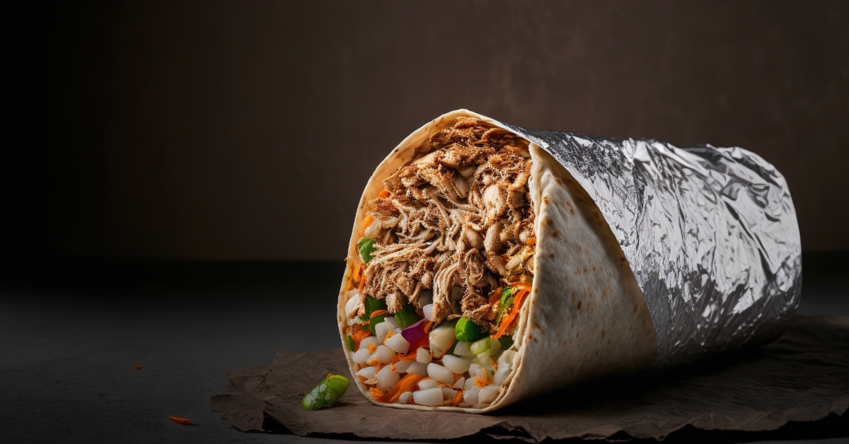 packed burrito on concrete background