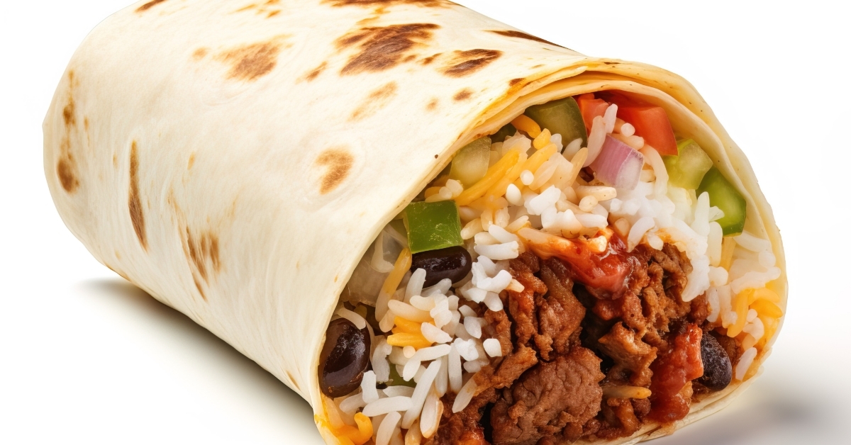 rice vegetable and beef burrito wrap