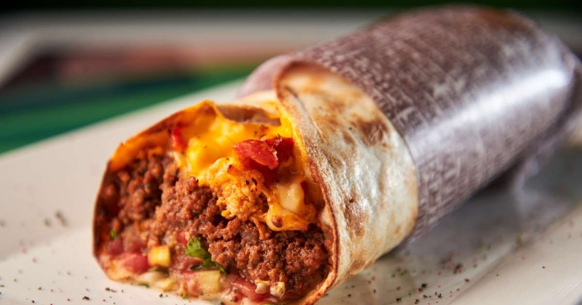 Traditional Mexican burritos with meat beans