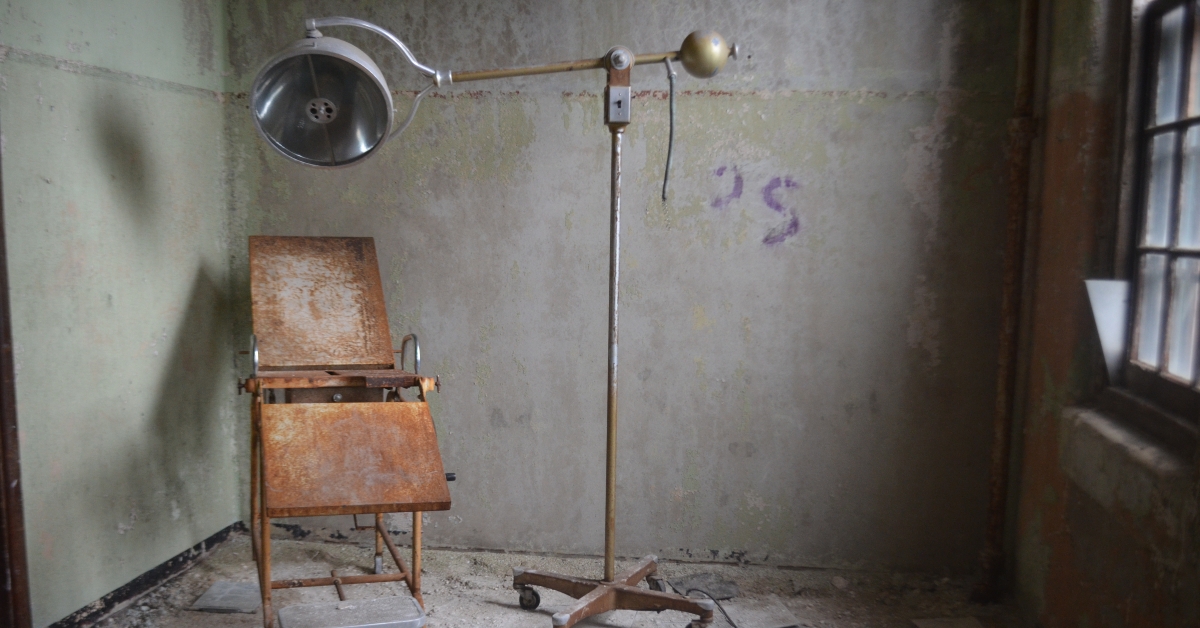 abandoned hospital with medical equipment