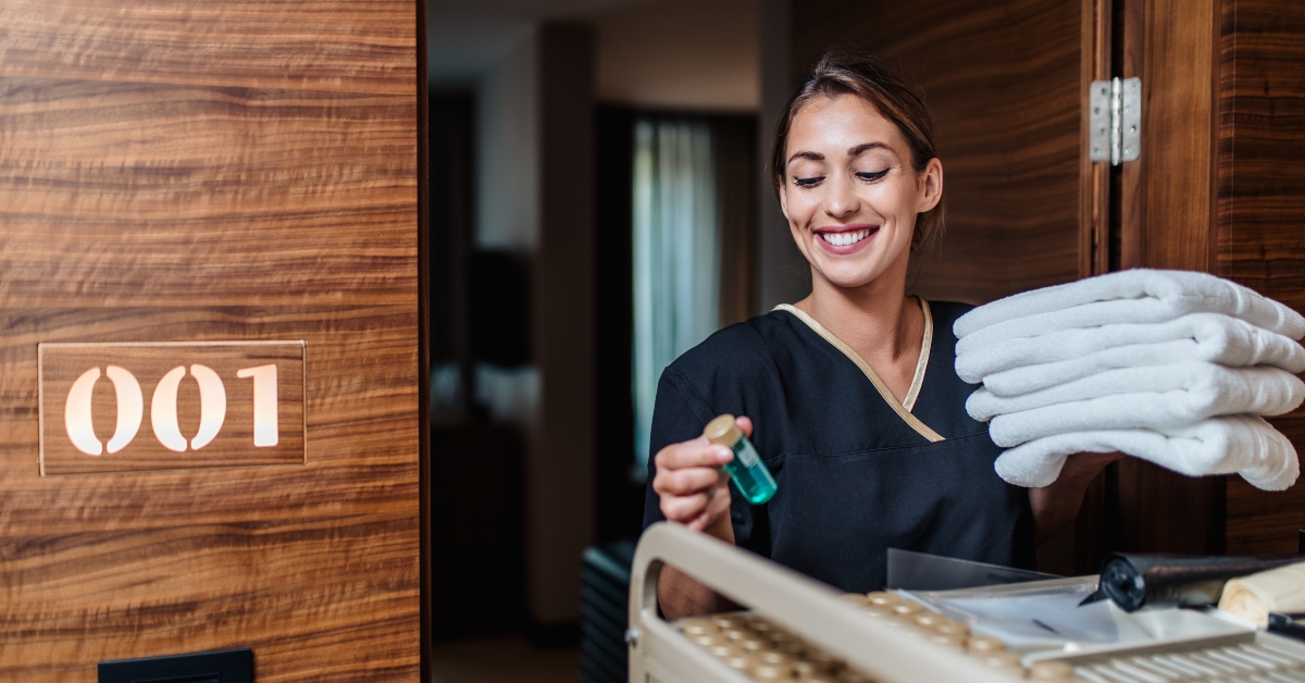 hotel chambermaid in uniform