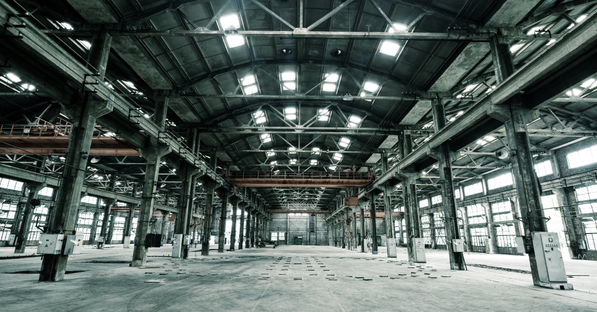 empty floor in abandoned factory