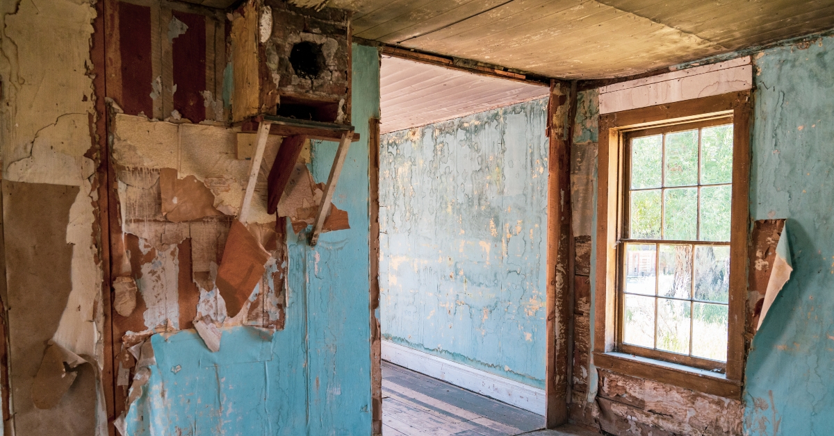 peeling paint in a damaged