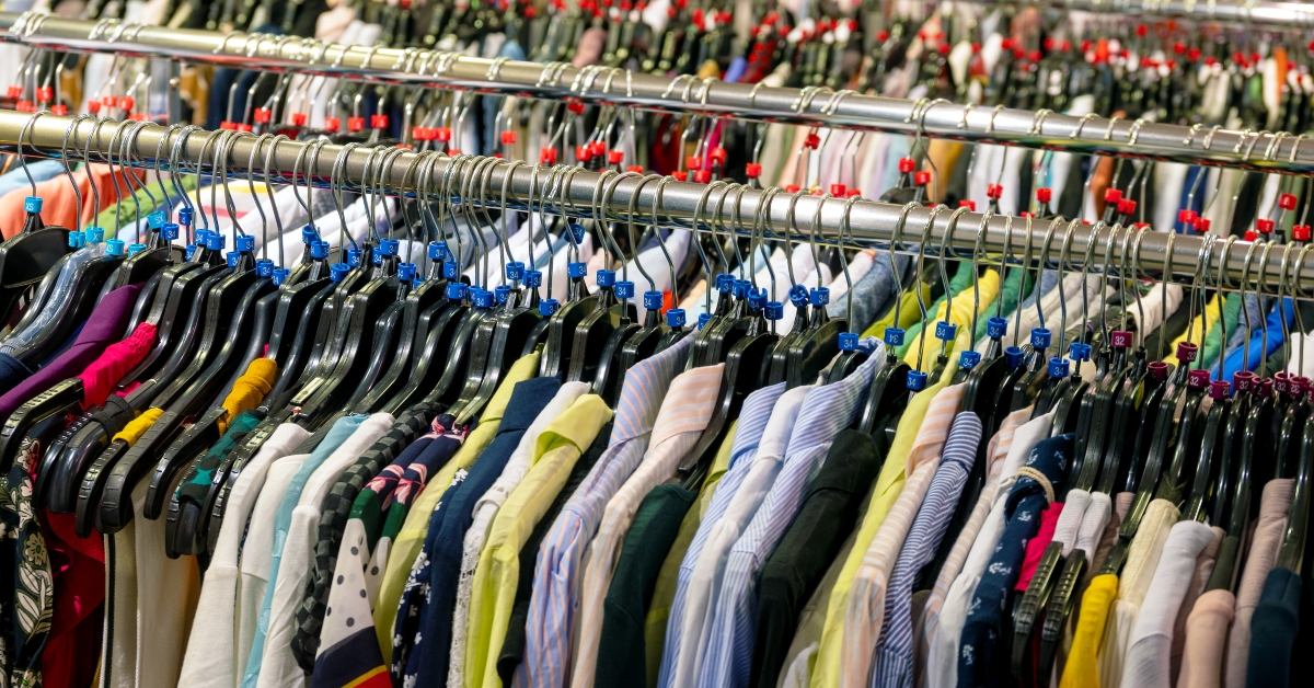 colorful clothes on rack