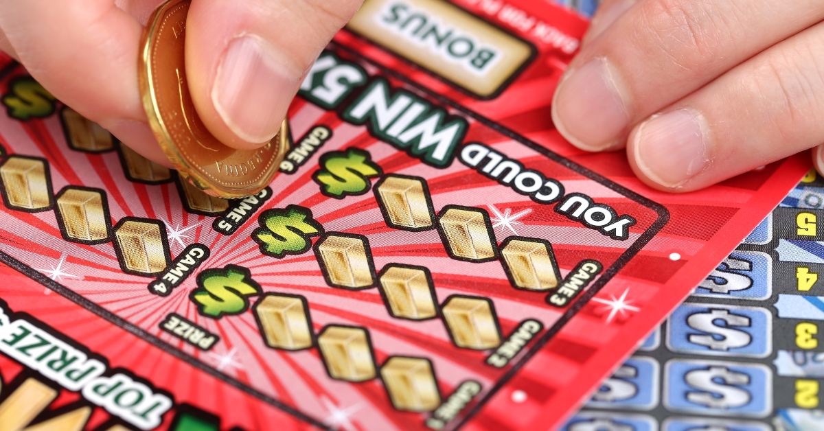 scratching lottery tickets