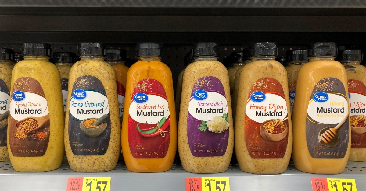 Great Value brand mustard bottles