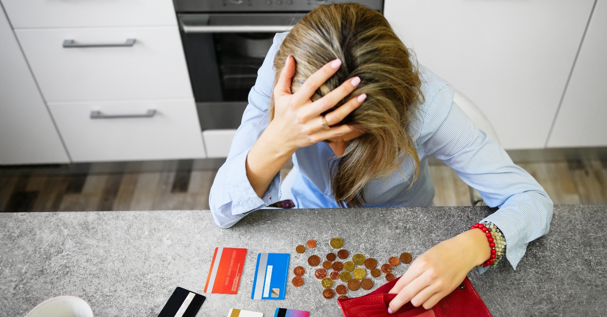 woman has only coins left