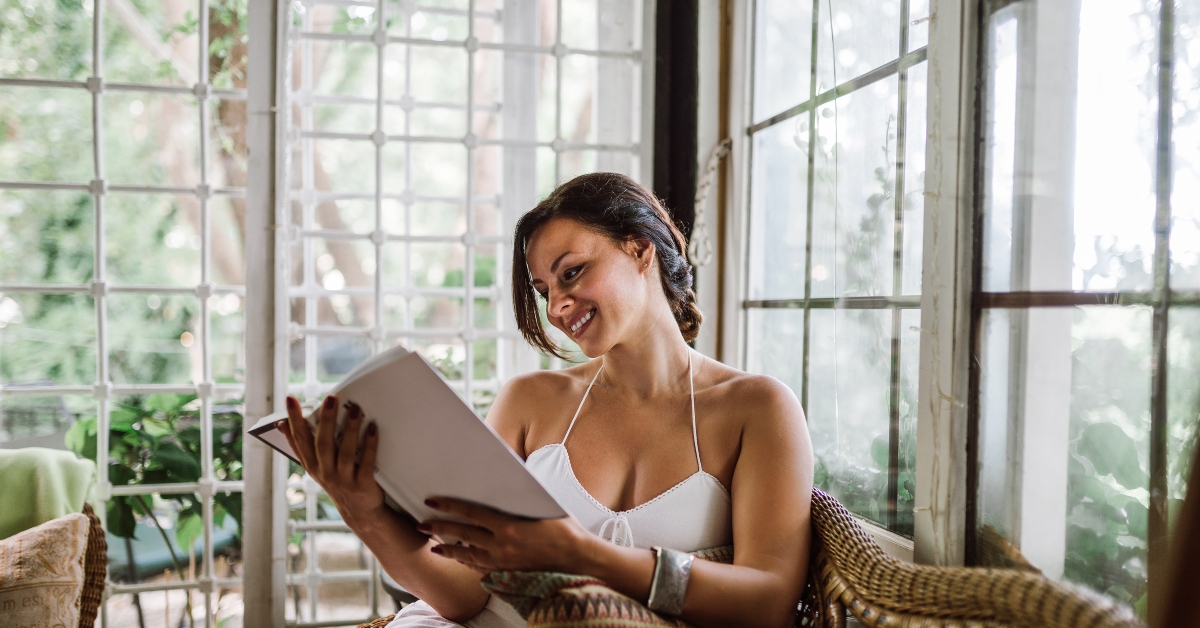 woman reading a book