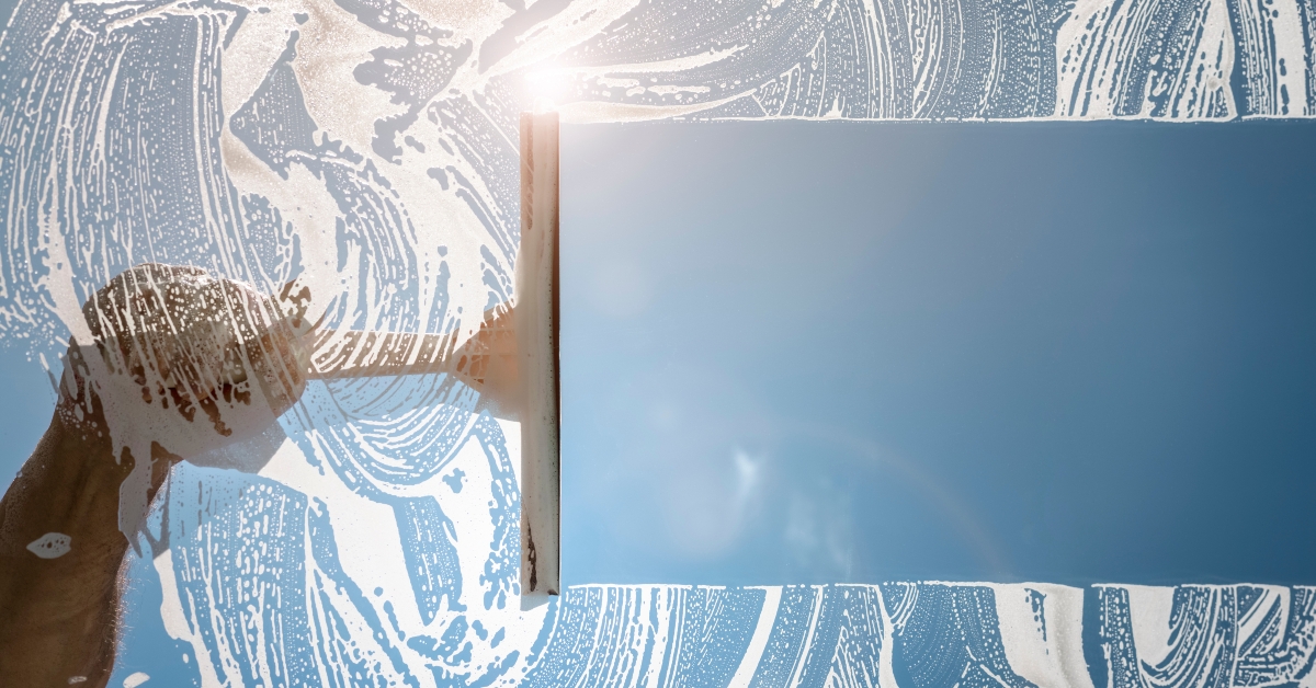 window cleaner using a squeegee